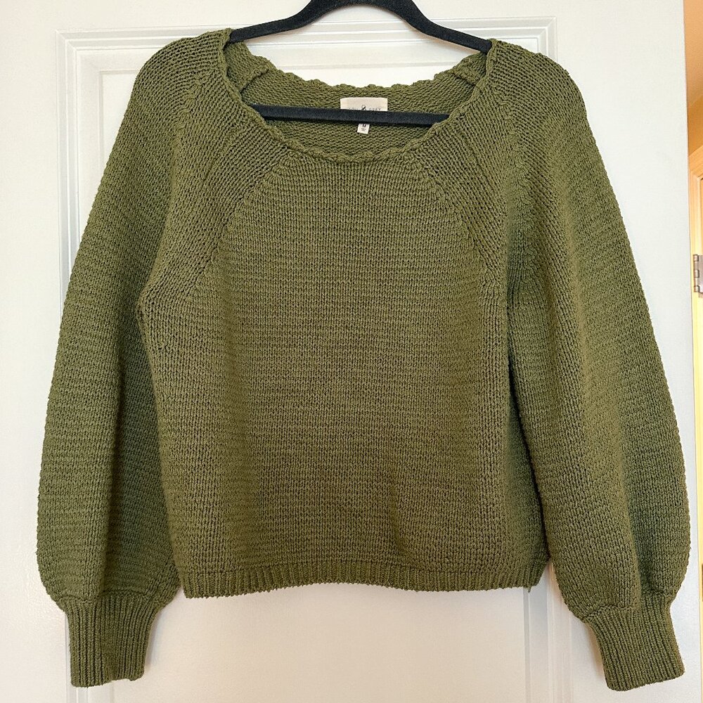 Lou & Grey Olive Scoop Neck Knit Sweater